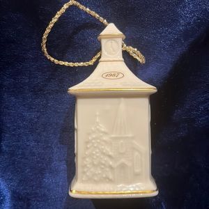 Lenox 1987 Christmas Ornament Lantern w/ Church & Buildings, Made in U.S.A.!
